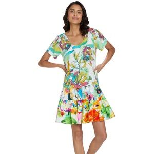 Jams World Hattie Dress In Peridot Floral Made In Hawaii Art Women’s Size Medium